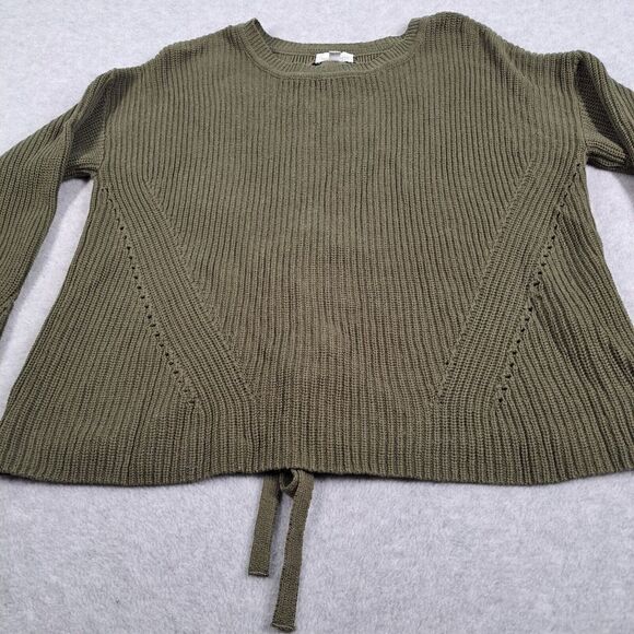 Lucky Brand Sweater Womens Medium Knit Oversized Back Straps Green - Picture 5 of 10